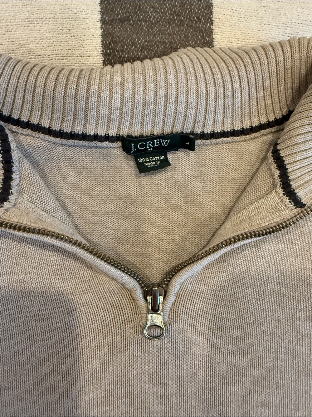 J. Crew women’s quarter Zip-Neck Sweater in Beige